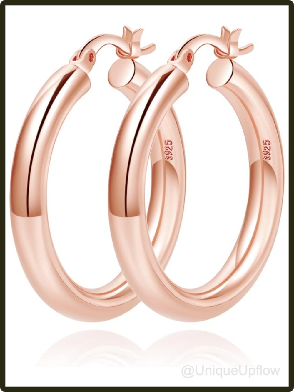 Chunky Hoop Earrings Sterling Silver 4mm Thick Hypoallergenic Lightweight